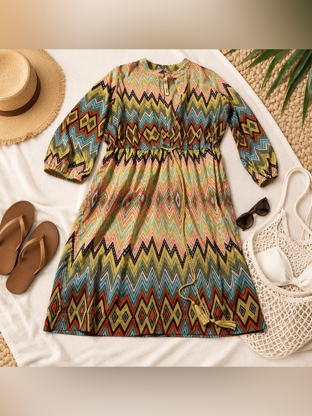 EUC Uncle Frank Resort Swim Cover Up Dress Chevron Tunic Small